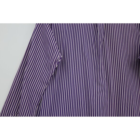 Ralph Lauren Purple & White Striped Button-Down Shirt Classic Fit Polo Logo - Picture 13 of 13